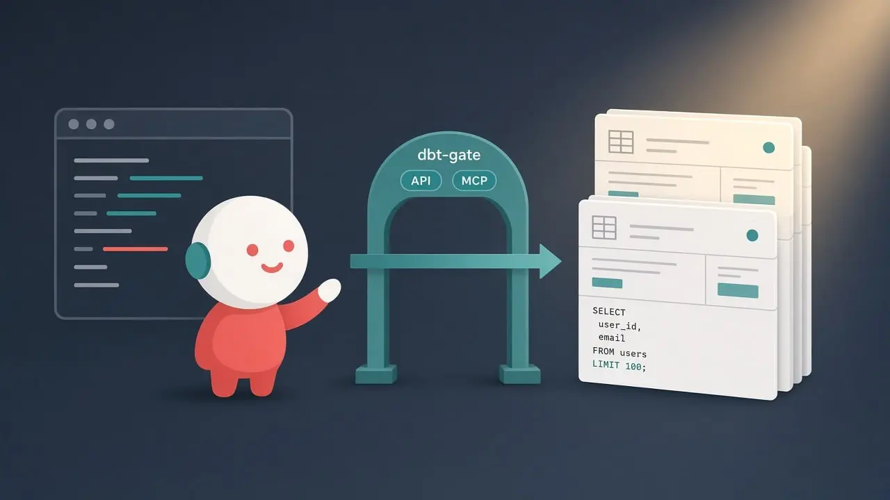 dbt-gate — read-only каталог dbt для IDE-агентов
В dbt уже есть модели, колонки, lineage и скомпилированный SQL — но обычно это живёт в git или на docs-сайте, куда ходят далеко не все | Сетка — социальная сеть от hh.ru