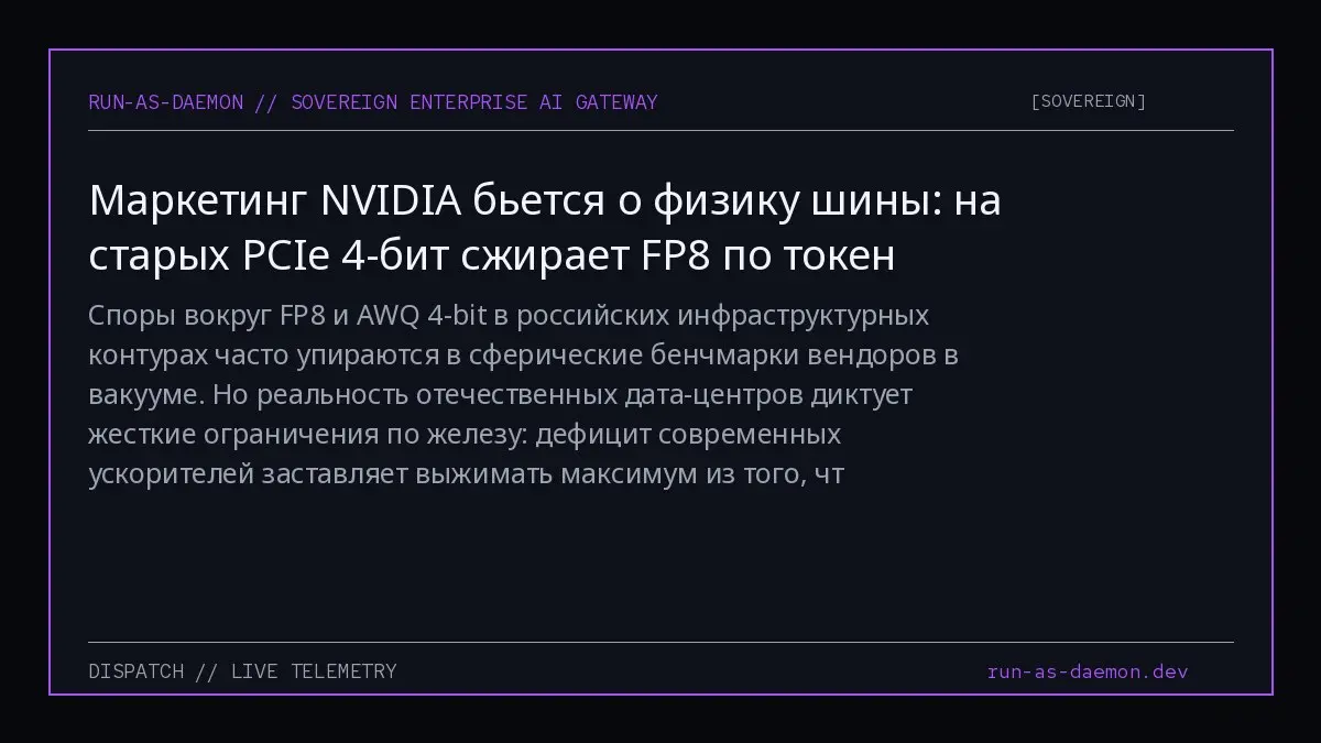 Споры вокруг FP8 и AWQ 4-bit в российских инфраструктурных контурах часто упираются в сферические бенчмарки вендоров в вакууме | Сетка — социальная сеть от hh.ru