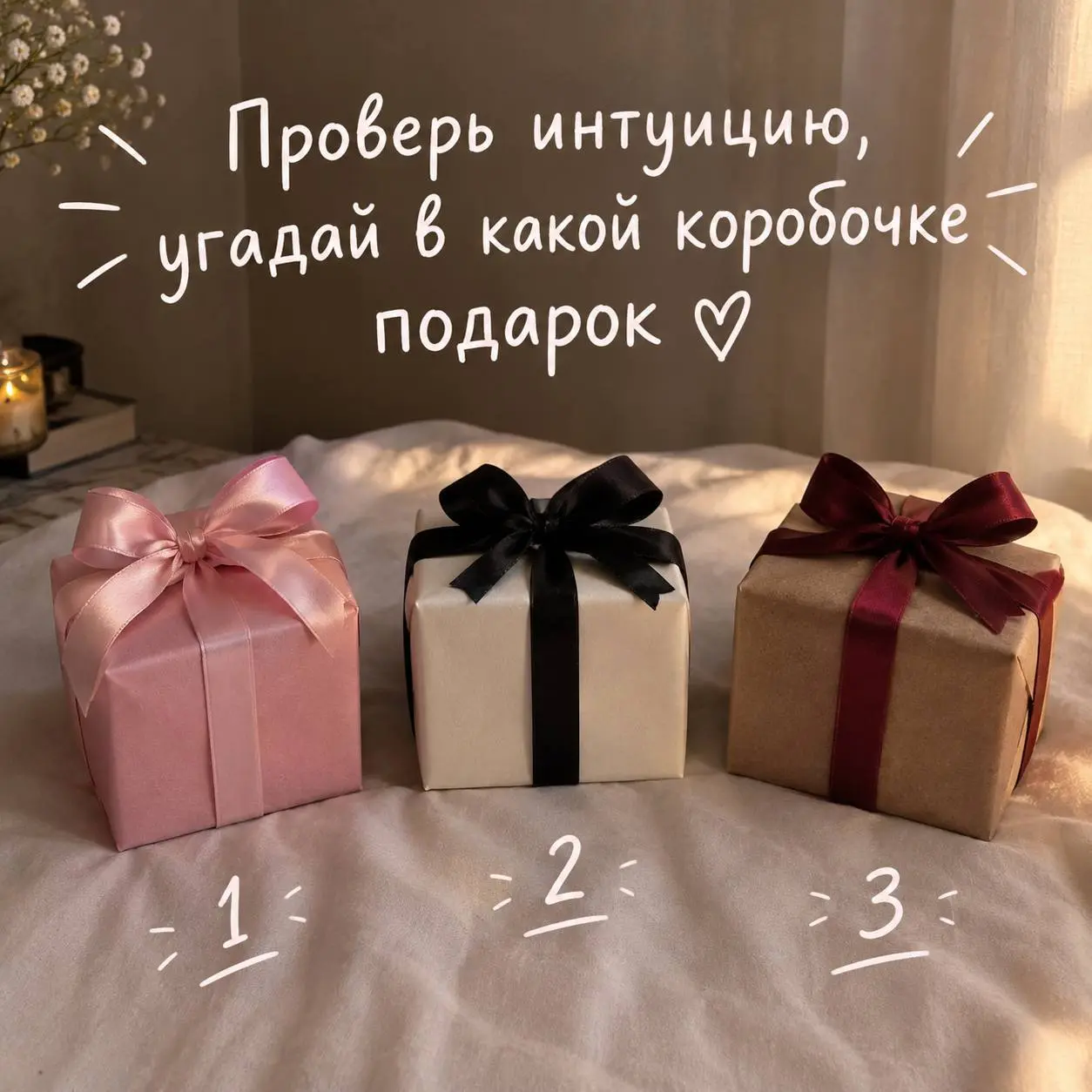 Давайте добавим немного волшебства в этот день! 💘
Я приготовила для вас кое-что особенное. На фото — три подарочные коробочки, и в каждой из них спрятан очень душевный, творческий сюрприз от меня | Сетка — социальная сеть от hh.ru