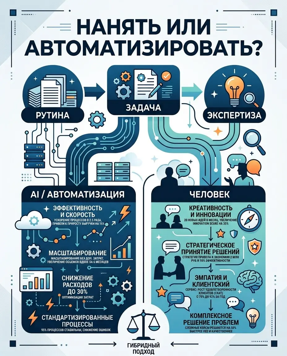 Вам точно нужен ещё один сотрудник?
Ещё несколько лет назад рост агентства выглядел довольно линейно: стало больше клиентов — наняли ещё одного специалиста. Потом ещё одного. И ещё | Сетка — социальная сеть от hh.ru