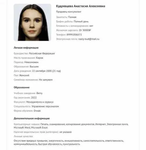 Анастасия Кудрявцева