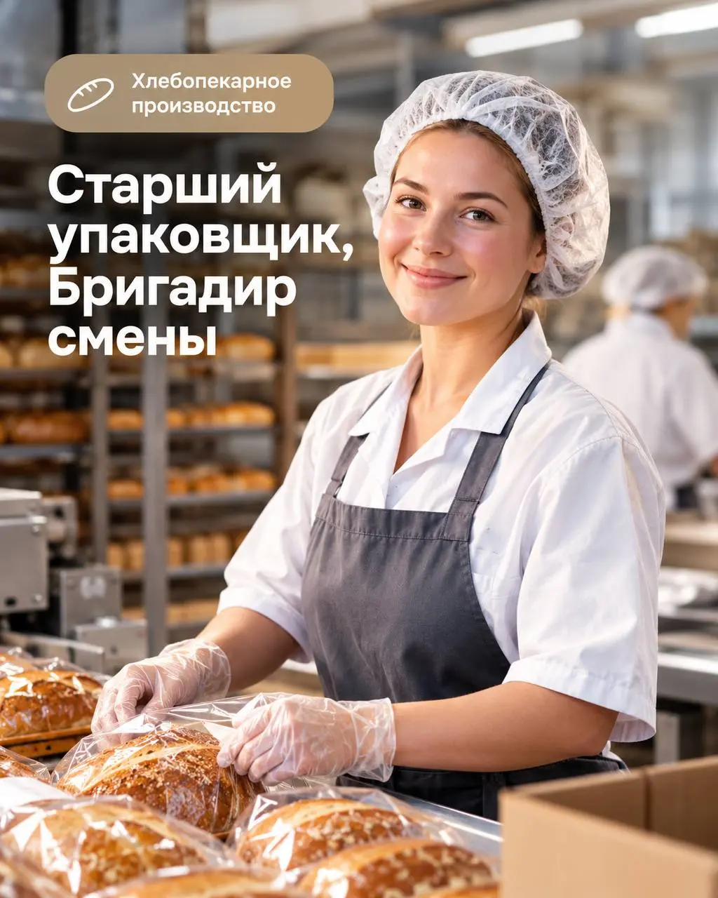 1️⃣СТАРШИЙ УПАКОВЩИК,
2️⃣БРИГАДИР СМЕНЫ
От 100 000₽
Хлебопекарное производство
• д. Бородино, м. м | Сетка — социальная сеть от hh.ru