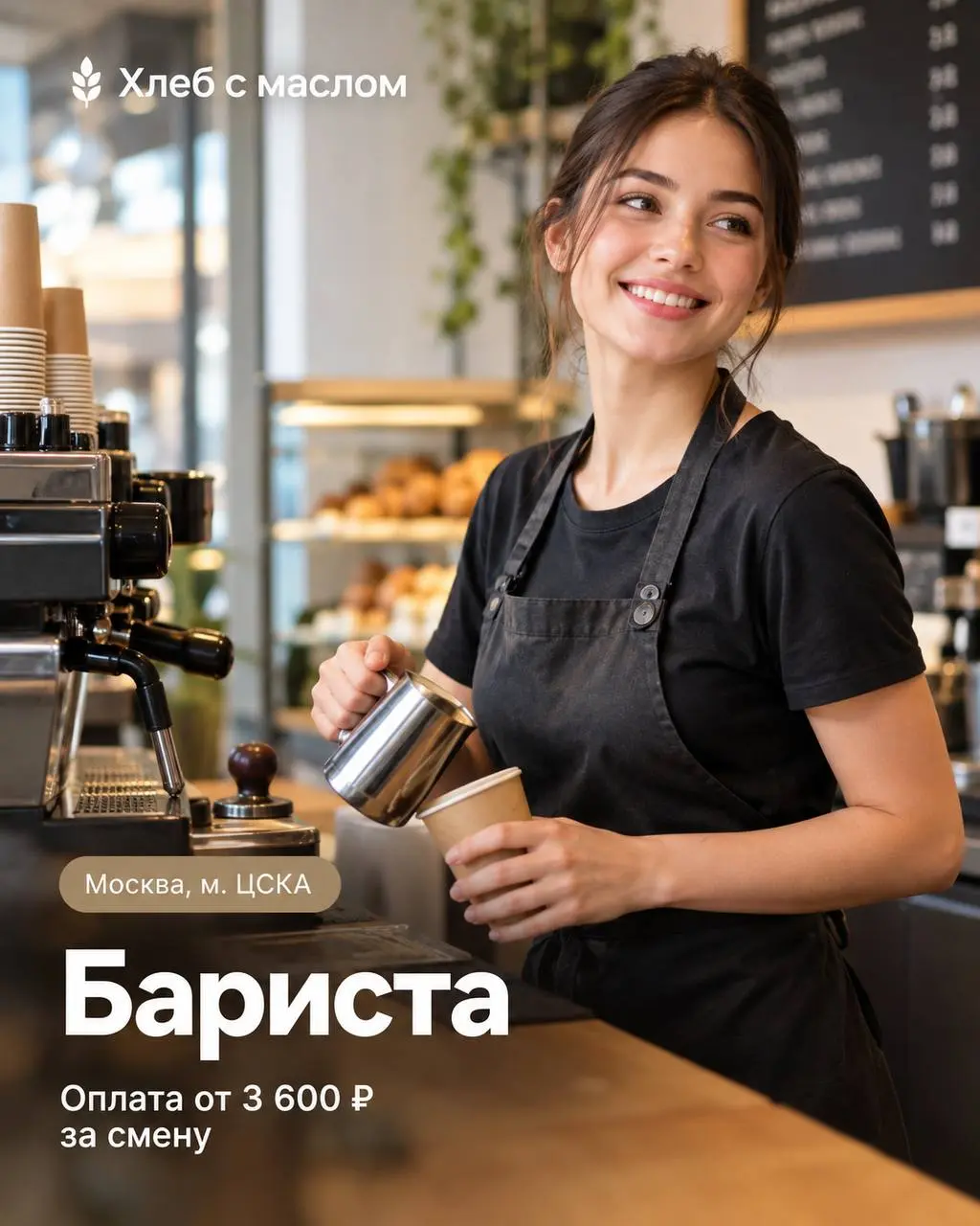 БАРИСТА
От 3 600₽/смена
Хлеб с маслом
• Москва, м. м. ЦСКА
• Рестораны/Кафе
• +79031359317
Полное описание вакансии размещено в Телеграм и Макс. Переходите по ссылке в закрепленном сообщении | Сетка — социальная сеть от hh.ru