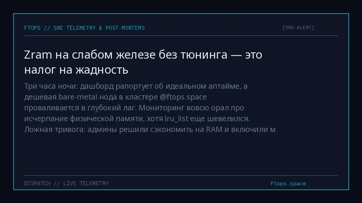 Три часа ночи: дашборд рапортует об идеальном аптайме, а дешевая bare-metal нода в кластере @ftops.space проваливается в глубокий лаг | Сетка — социальная сеть от hh.ru