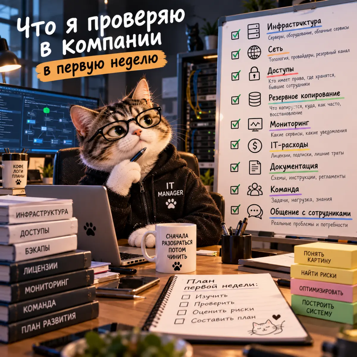 🔎 Что я проверяю в компании в первую неделю после прихода н | Сетка — социальная сеть от hh.ru