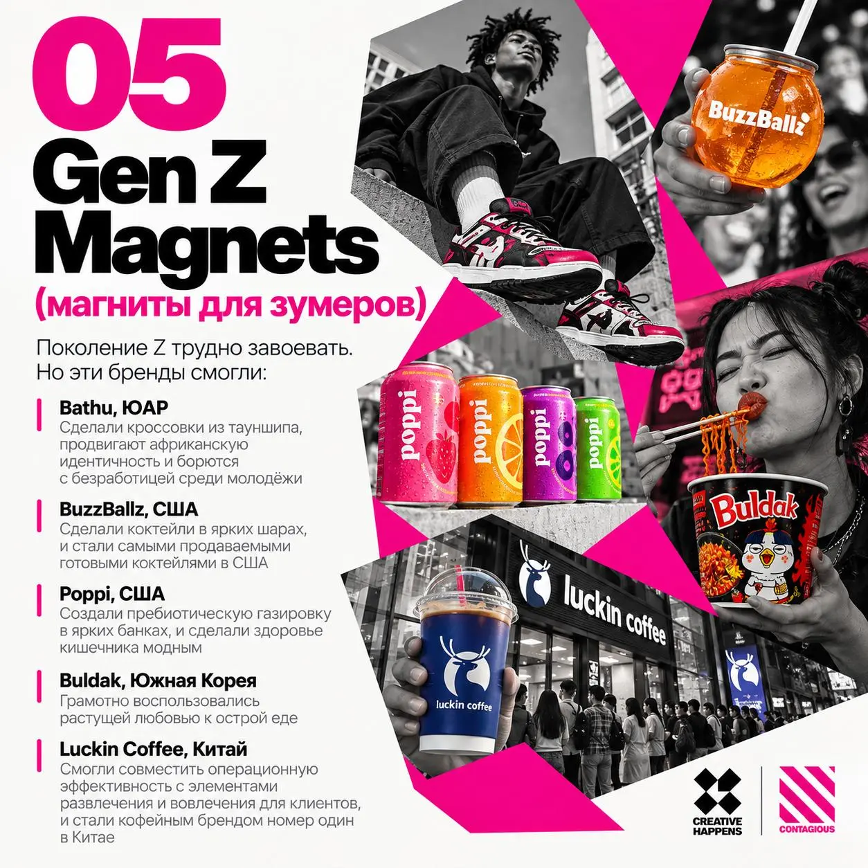 Contagious Brands Report 2026
Contagious выпустили ежегодный отчёт, в котором перечислили 45 мировых брендов, нарушающих правила своих категорий. Самое интересное в отчёте — это рубрикация | Сетка — социальная сеть от hh.ru
