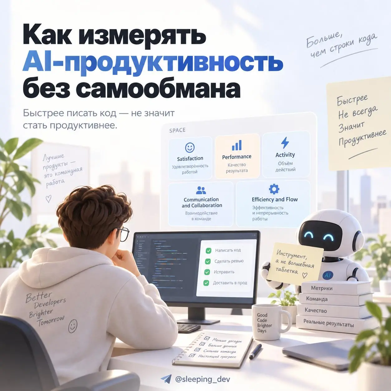 Как измерять AI-продуктивность без самообмана
AI помог разработчику написать код быстрее. Этого недостаточно, чтобы сказать, что разработка стала продуктивнее | Сетка — социальная сеть от hh.ru