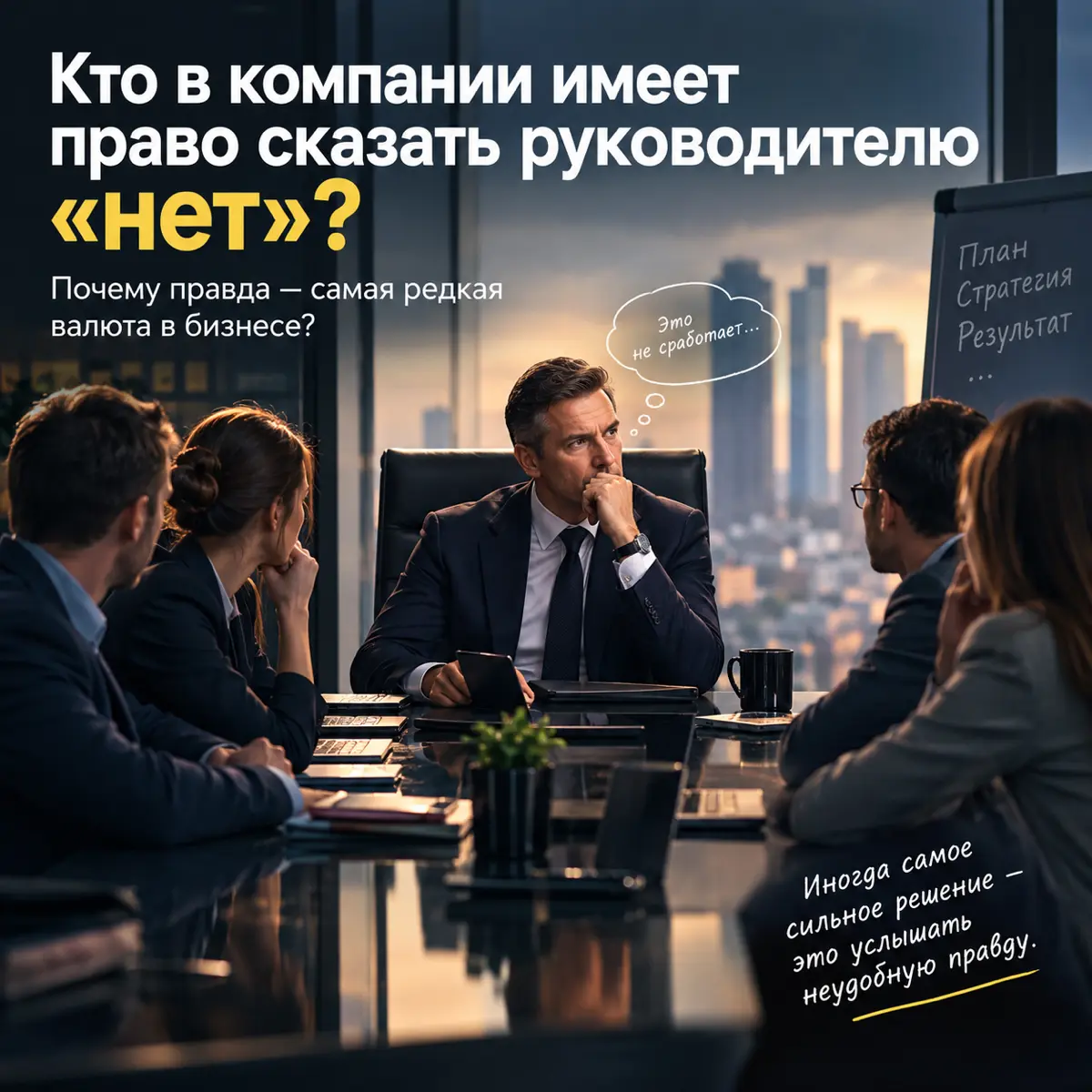 Иногда главный человек в компании — не тот, кто принимает решения.
А тот, кто может сказать руководителю:
«Нет. Это плохая идея».
Причём сказать это спокойно.
Без политических игр | Сетка — социальная сеть от hh.ru