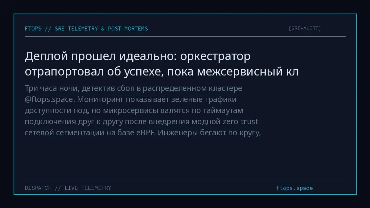 Три часа ночи, детектив сбоя в распределенном кластере @ftops.space | Сетка — социальная сеть от hh.ru