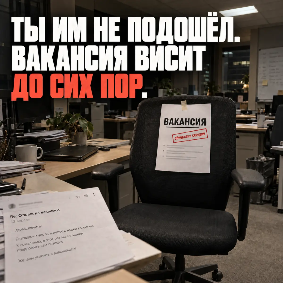 🤦‍♂️Ты им не подошёл. Вакансия висит до сих пор. | Сетка — социальная сеть от hh.ru