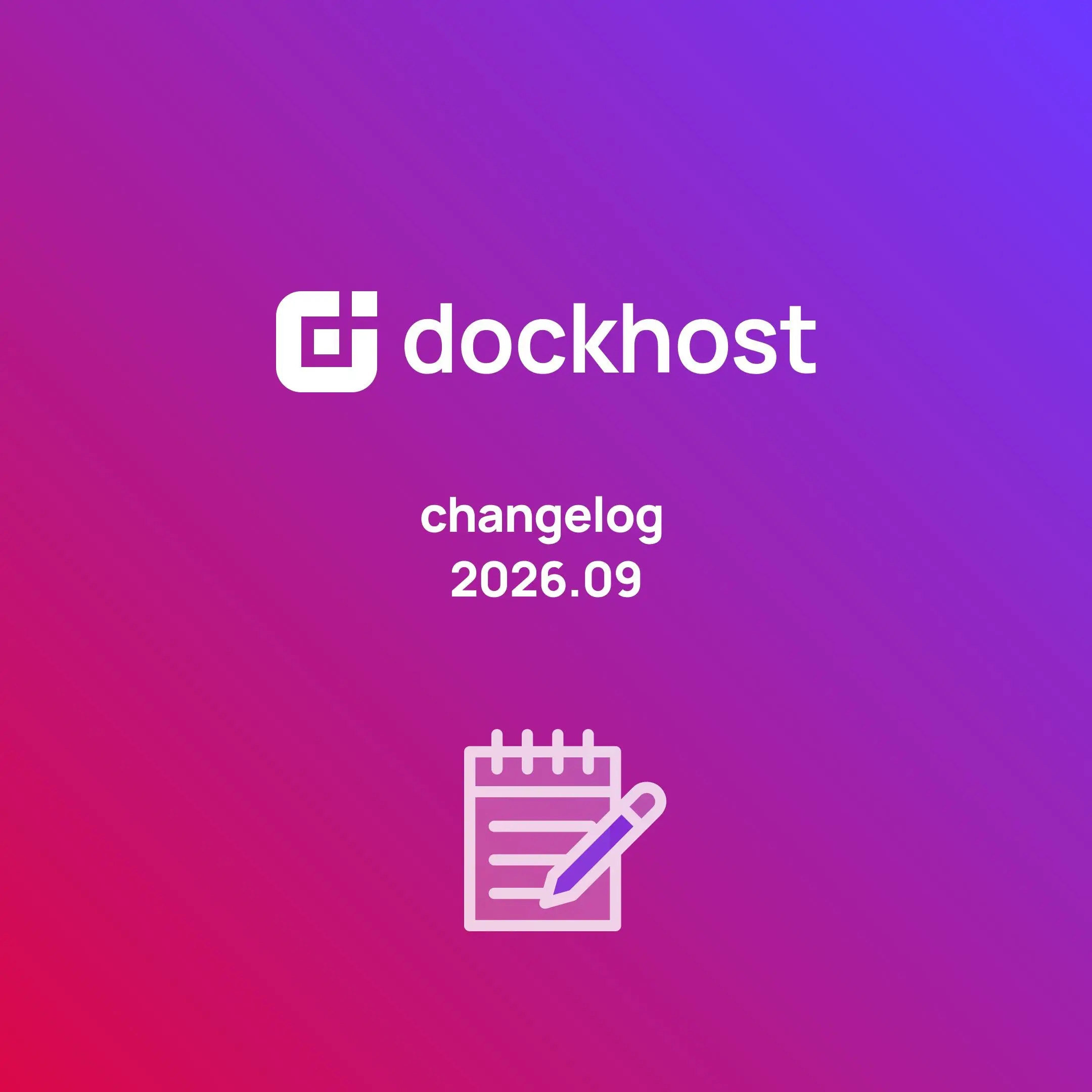Dockhost Changelog 2026.09
Дайджест обновлений, произошедших на платформе за месяц.
— Публичный релиз API для работы с платформой. API доступно по адресу https://api.dockhost | Сетка — социальная сеть от hh.ru