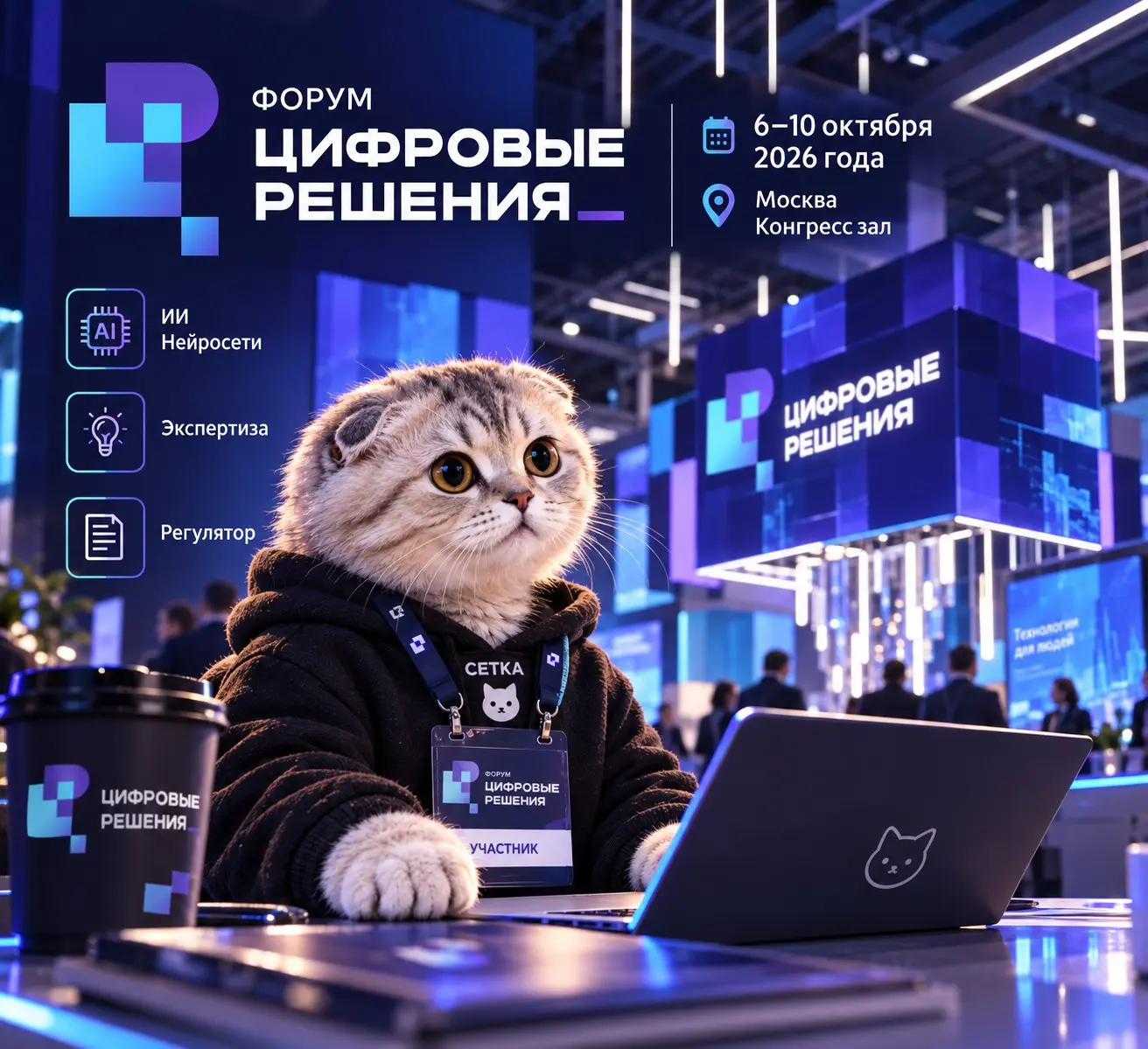Кот идёт на форум «Цифровые решения» | Сетка — социальная сеть от hh.ru