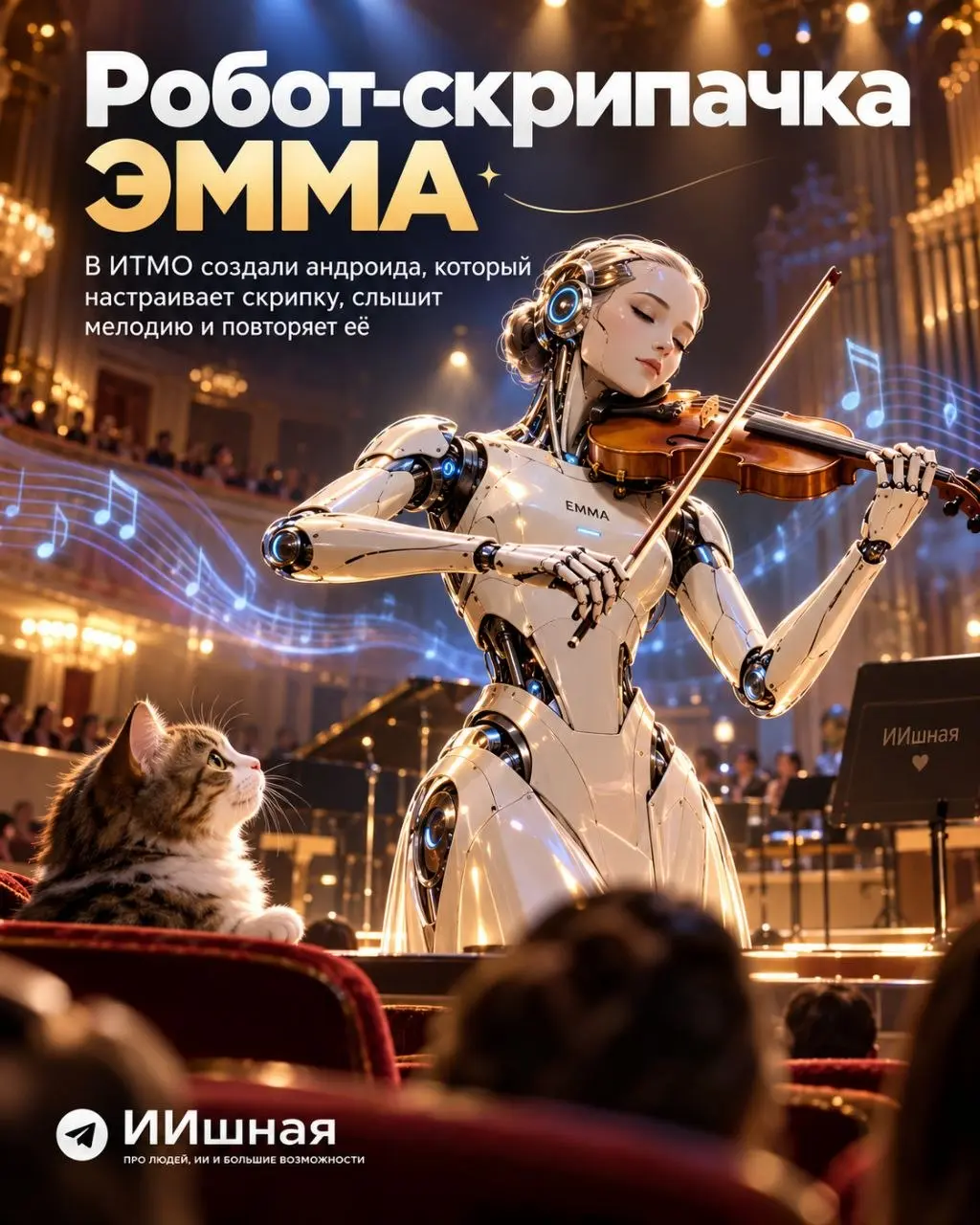 🎻 Робот-скрипачка: в ИТМО собрали ЭММУ
Кажется, музыкантам пора присматривать коллег среди роботов 🤖🎶 Команда Лаборатории молодежной робототехники ИТМО представила на международном RobotChallenge 2026... | Сетка — социальная сеть от hh.ru