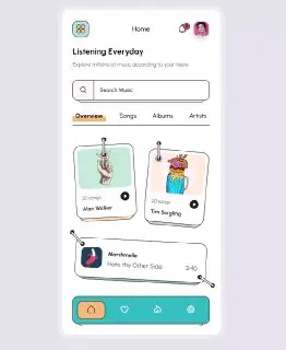 Music App - интерфейс "музыкального приложения". Необычный UI в виде графического рисунка.
https://codepen.io/havardob/pen/JjJXqZm | Сетка — социальная сеть от hh.ru