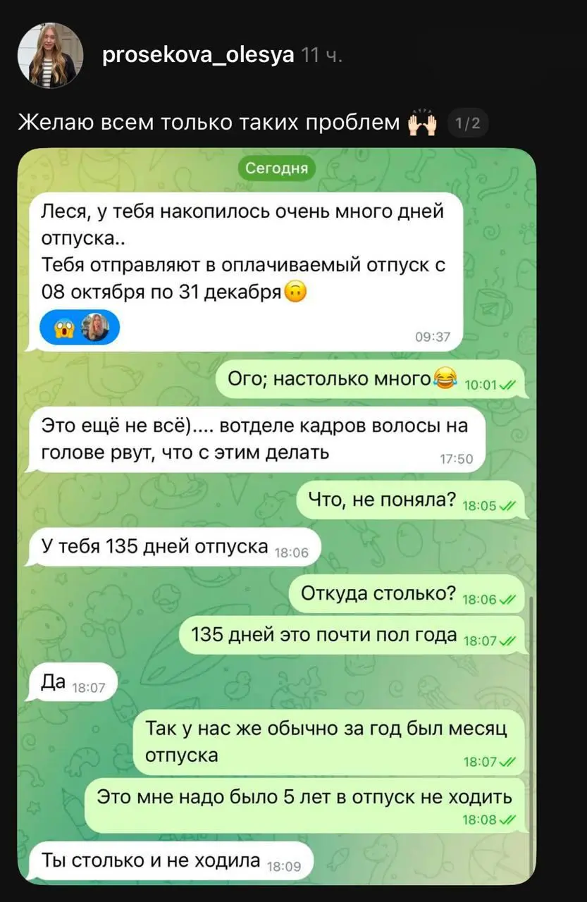 Девушка не ходила в отпуск 5 лет и теперь ей придется отдыхать 135 дней. Я прошу всех отгуливать в обязательном порядке | Сетка — социальная сеть от hh.ru