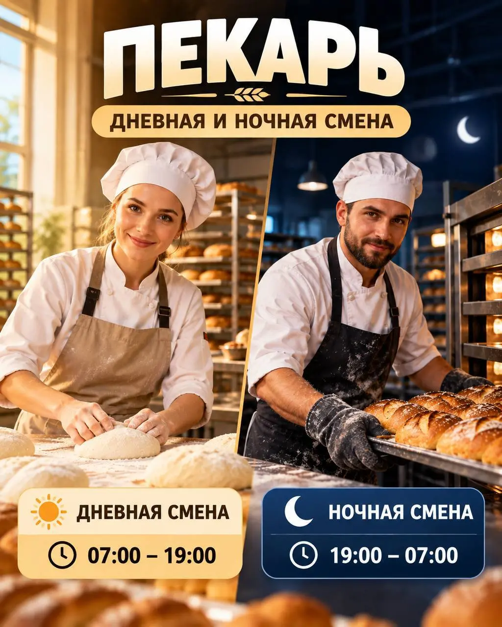 ПЕКАРЬ ДНЕВНАЯ СМЕНА - от 5500₽/смена
ПЕКАРЬ НОЧНАЯ СМЕНА - от 6500₽/смена
Прямой работодатель
• Москва
• Рестораны/Кафе
• +79263750118
Полное описание вакансии размещено в Телеграм и Макс | Сетка — социальная сеть от hh.ru