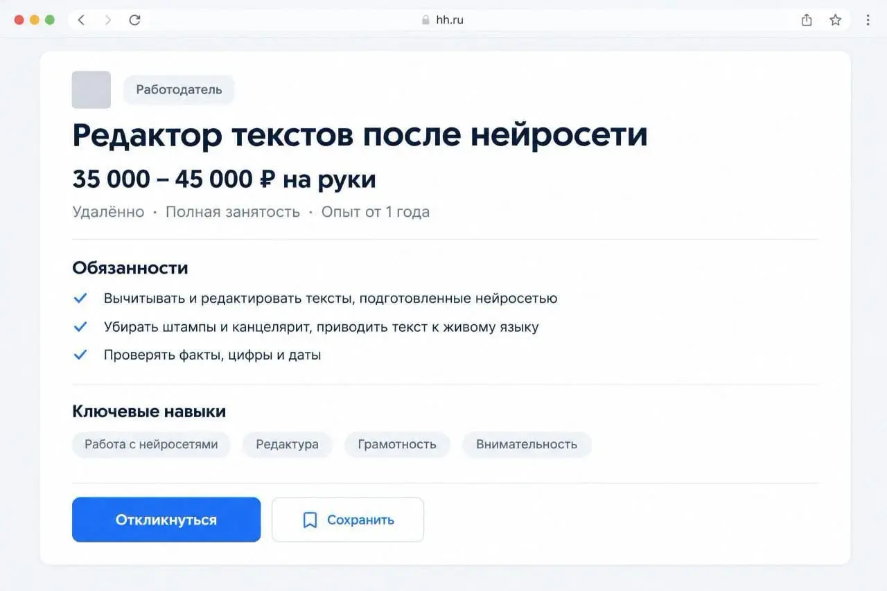 Если это реальная вакансия... то я даже не знаю, как это комментировать, друзья | Сетка — социальная сеть от hh.ru