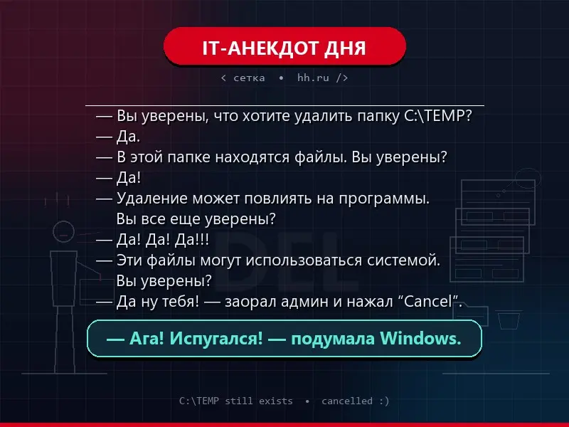 IT-АНЕКДОТ ДНЯ | Сетка — социальная сеть от hh.ru