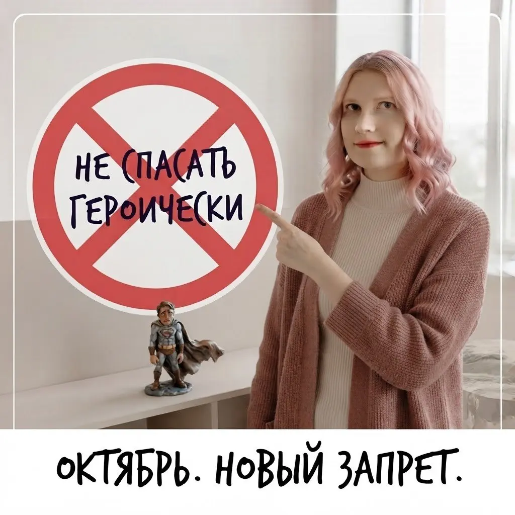 В октябре запрещаю вам героически спасать собственный бизнес 🦸‍♀️🚫
В октябре предлагаю ввести новый запрет:
НЕ СПАСАТЬ БИЗНЕС ГЕРОИЧЕСКИ.
Не сидеть ночью, потому что "надо срочно выдать доступ" | Сетка — социальная сеть от hh.ru