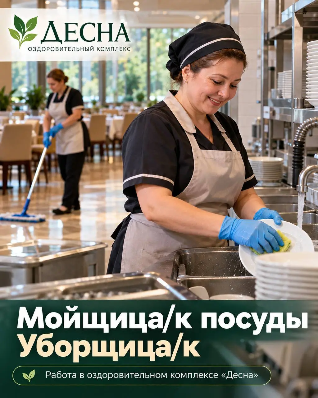 1️⃣МОЙЩИЦА/К ПОСУДЫ,
2️⃣УБОРЩИЦА/К
От 5 000₽/смена
оздоровительный комплекс «Десна»
• Москва, пос | Сетка — социальная сеть от hh.ru