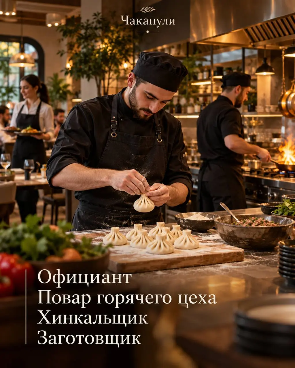1️⃣ОФИЦИАНТ - от 3000₽/смена + чаевые
2️⃣ПОВАР ГОРЯЧЕГО ЦЕХА- 5500₽ - 6000₽/смена
3️⃣ХИНКАЛЬЩИК - 5000₽ - 6000₽/смена
4️⃣ЗАГОТОВЩИК - 5000-5500₽
Чакапули
• Москва, м | Сетка — социальная сеть от hh.ru
