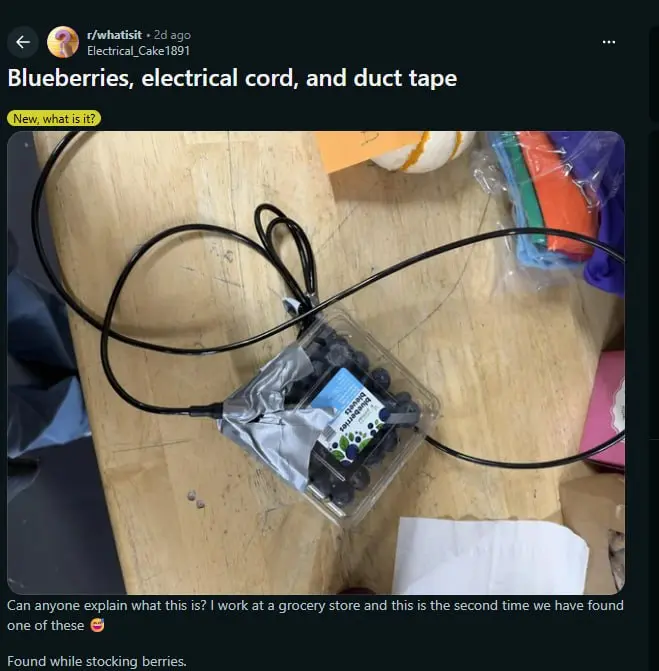 Кстати, не забываем что за интернет вы платите не просто так.
https://www.reddit.com/r/whatisit/comments/1wrogn5/blueberrieselectricalcordandducttape/
https://www.reddit | Сетка — социальная сеть от hh.ru
