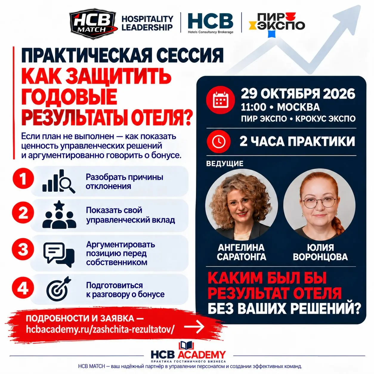 Годовой план не выполнен. Как защитить результат перед собственником?
29 октября на ПИР Экспо мы с Ангелиной Саратонга проведём практическую сессию для руководителей отелей | Сетка — социальная сеть от hh.ru