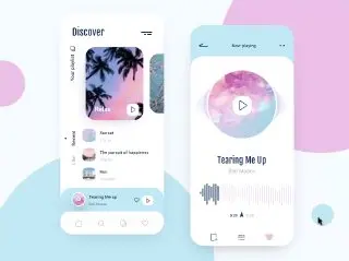 Simple Music App UI Design - простой, но в тоже время необычный дизайн UI музыкального приложения.
https://codepen.io/TurkAysenur/pen/povVmwO | Сетка — социальная сеть от hh.ru