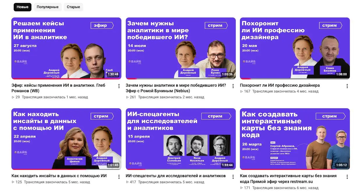 📈 Записи стримов по аналитике и ИИ
Открыл для всех видео, которые раньше были доступны только подписчикам бусти. Записи эфиров про карты, графики и ИИ | Сетка — социальная сеть от hh.ru