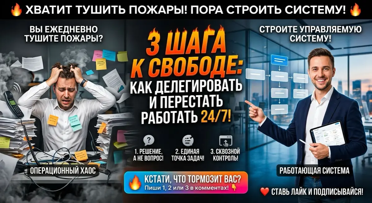 Инструкция: как перестать работать 24/7 и превратить хаос в управляемую систему
Большинство руководителей и предпринимателей попадают в одну и ту же ловушку: вместо того чтобы управлять бизнесом, они ... | Сетка — социальная сеть от hh.ru