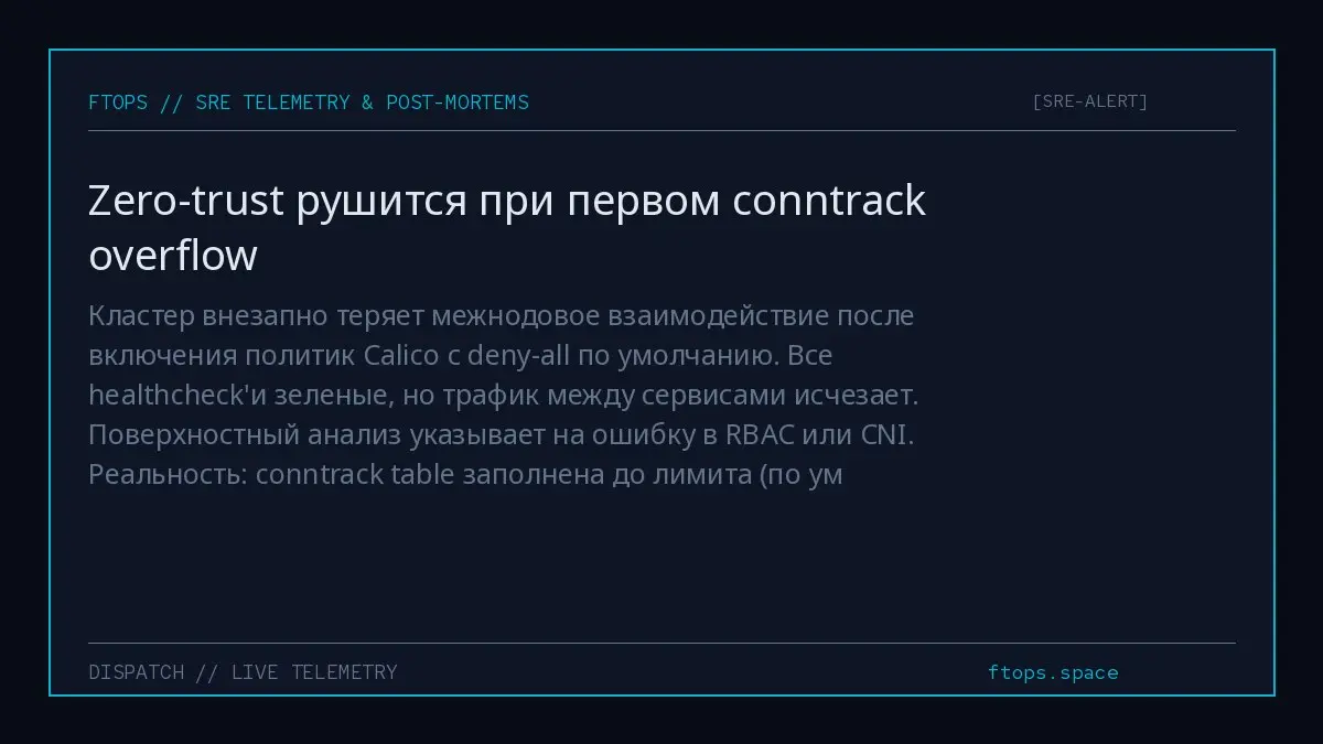 Кластер внезапно теряет межнодовое взаимодействие после включения политик Calico с deny-all по умолчанию. Все healthcheck'и зеленые, но трафик между сервисами исчезает | Сетка — социальная сеть от hh.ru
