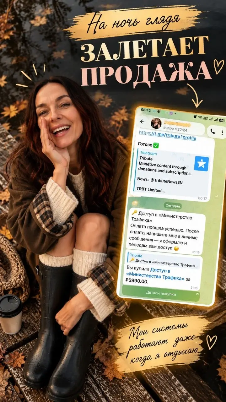 🔥НУ ВОТ… ПОКА Я ВАМ РАССКАЗЫВАЛА ПРО ТРАФИК — НОЧЬЮ ПРИЛЕТЕЛА ПРОДАЖА 😁
21:16 → +5 990 ₽ → «Министерство Трафика» ⭐️
И знаете, я даже улыбнулась | Сетка — социальная сеть от hh.ru