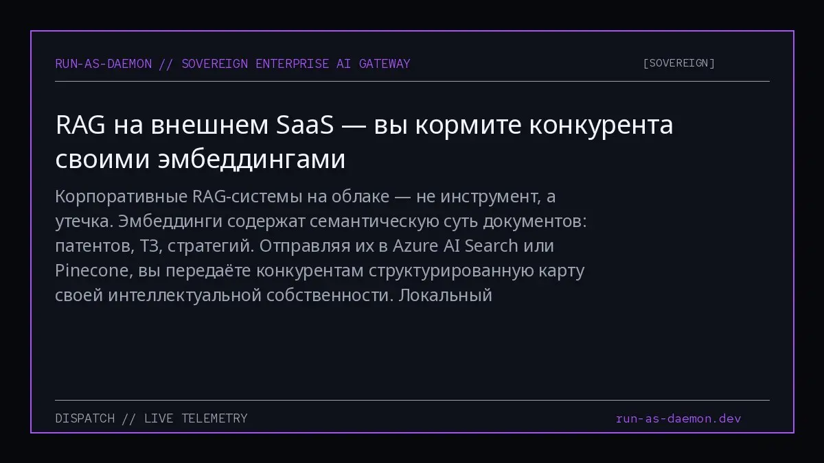 Корпоративные RAG-системы на облаке — не инструмент, а утечка. Эмбеддинги содержат семантическую суть документов: патентов, ТЗ, стратегий | Сетка — социальная сеть от hh.ru