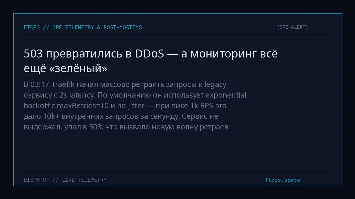 В 03:17 Traefik начал массово ретраить запросы к legacy-сервису с 2s latency | Сетка — социальная сеть от hh.ru