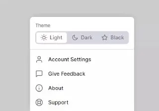 Light / Dark / Black Theme - приятный UI меню, где есть: светлая, тёмная, чёрная тема.
https://codepen.io/havardob/pen/dyOJyje | Сетка — социальная сеть от hh.ru