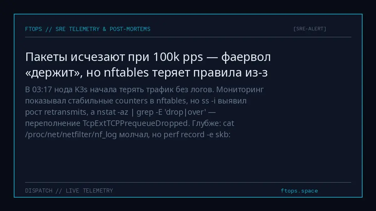В 03:17 нода K3s начала терять трафик без логов | Сетка — социальная сеть от hh.ru