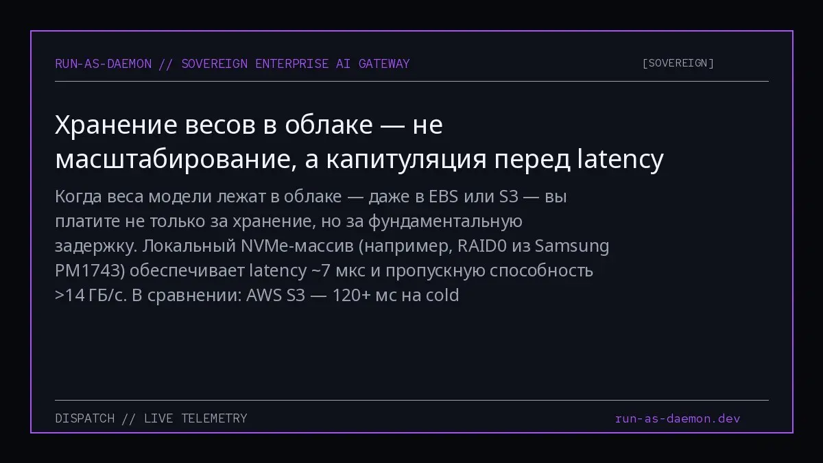 Когда веса модели лежат в облаке — даже в EBS или S3 — вы платите не только за хранение, но за фундаментальную задержку | Сетка — социальная сеть от hh.ru