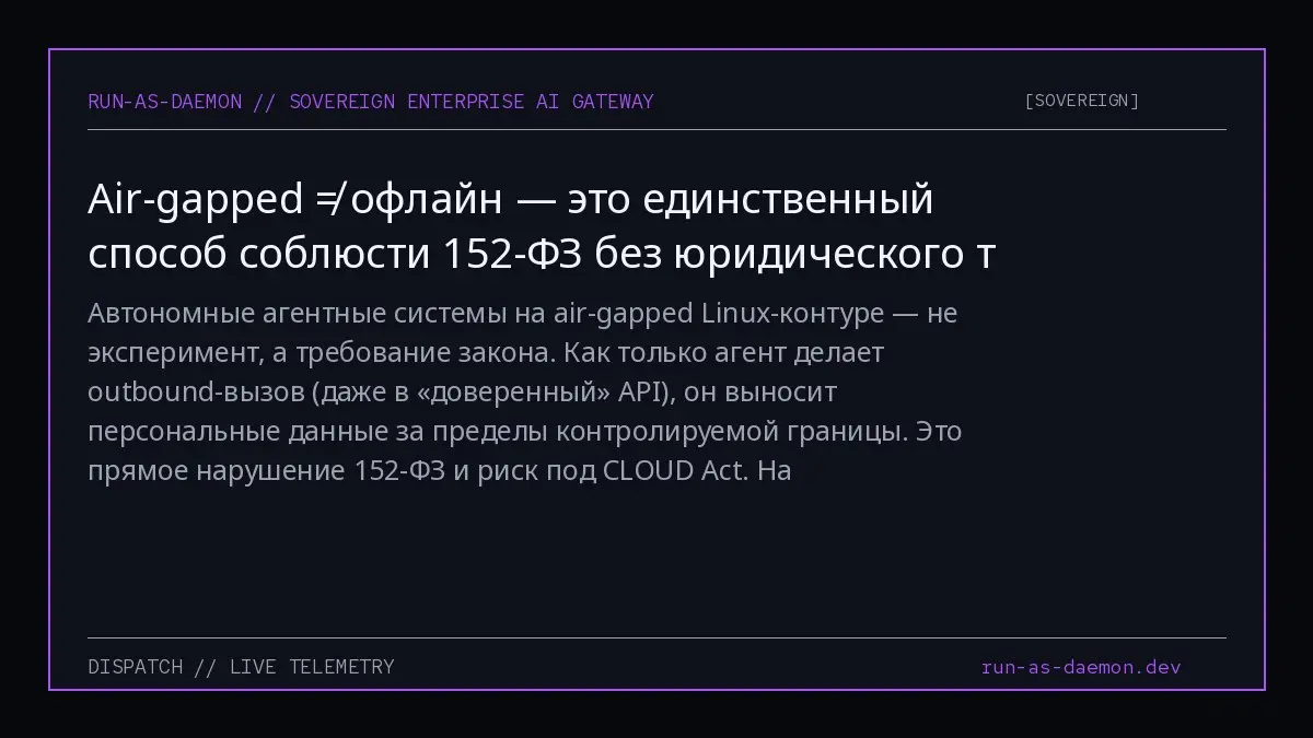 Автономные агентные системы на air-gapped Linux-контуре — не эксперимент, а требование закона | Сетка — социальная сеть от hh.ru