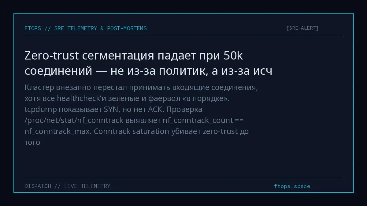 Кластер внезапно перестал принимать входящие соединения, хотя все healthcheck’и зеленые и фаервол «в порядке». tcpdump показывает SYN, но нет ACK | Сетка — социальная сеть от hh.ru