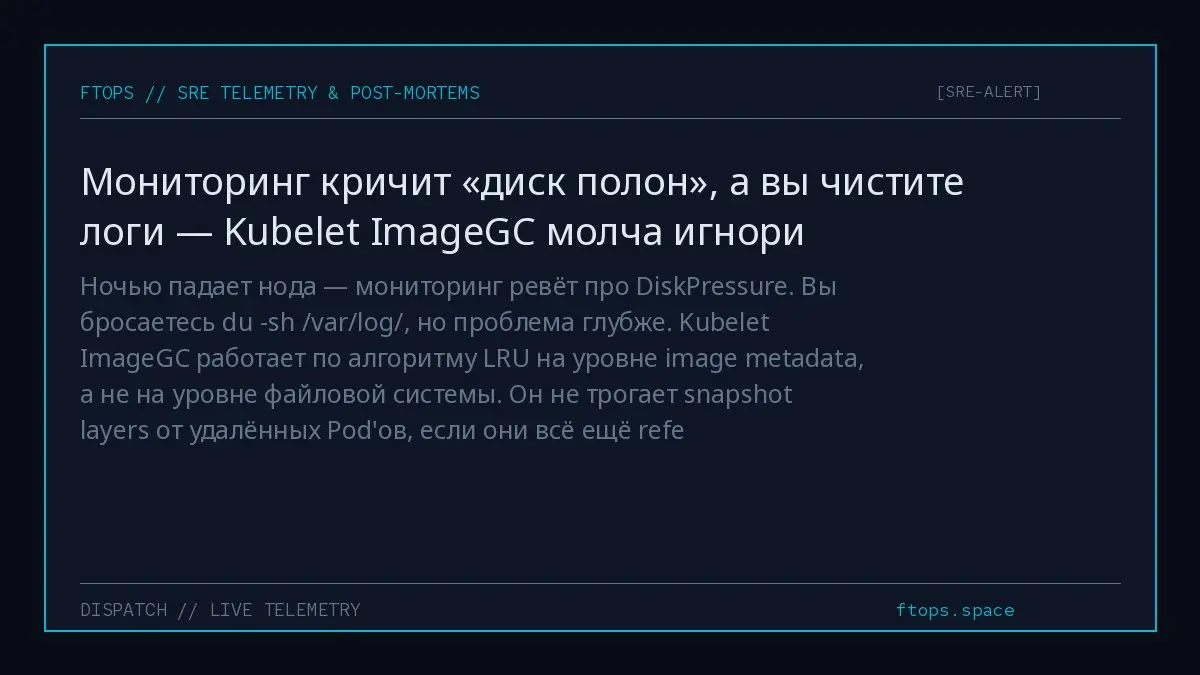 Ночью падает нода — мониторинг ревёт про DiskPressure. Вы бросаетесь du -sh /var/log/, но проблема глубже | Сетка — социальная сеть от hh.ru