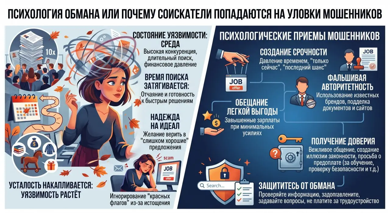 Подведем Итоги недели!
Осенью конкуренция растёт, время поиска затягивается, и тревога усиливается. Мошенники знают это и давят на самое больное: «успей», «только сегодня», «легкие деньги» | Сетка — социальная сеть от hh.ru