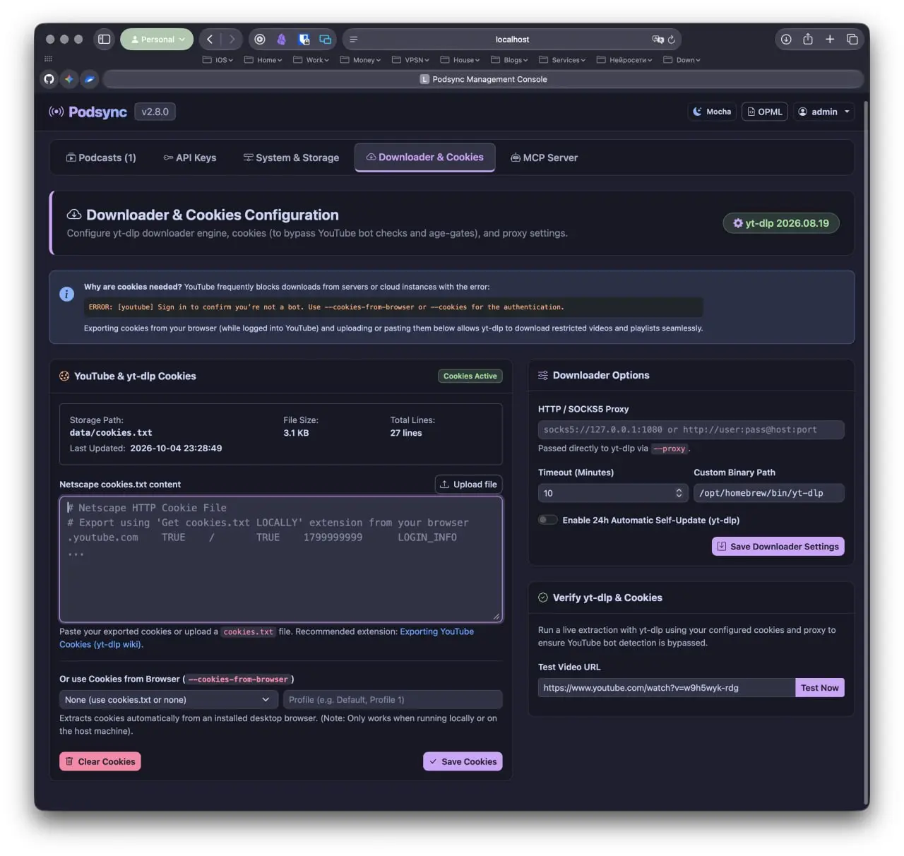 Порешал не останавливаться и чучуть наростить форк podsync из того, что успел сделать перед сном:
1. Веб-панель управления (/admin):

Управление каналами: добавление, удаление, ручная синхронизация | Сетка — социальная сеть от hh.ru