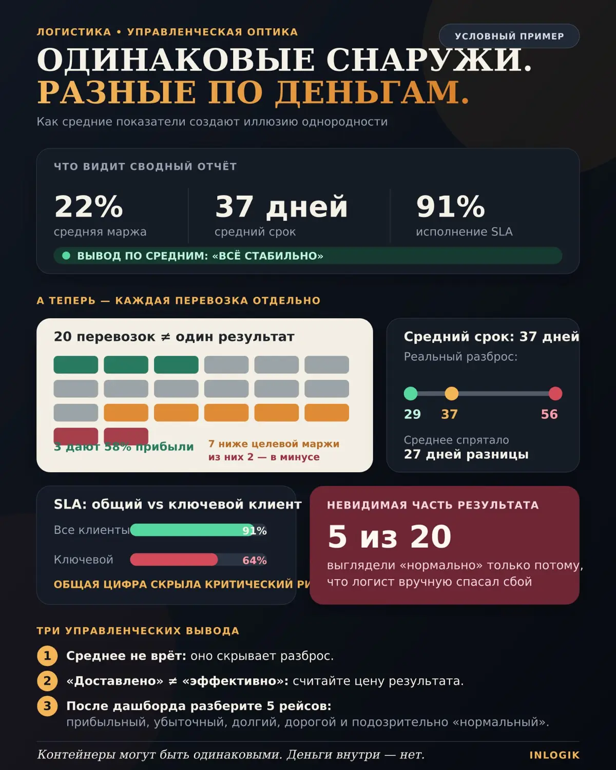 В отчёте это были одинаковые перевозки. Одна принесла прибыль, вторая съела маржу
Один маршрут.
Один перевозчик.
Одинаковый тип груза.
Почти одинаковая ставка | Сетка — социальная сеть от hh.ru