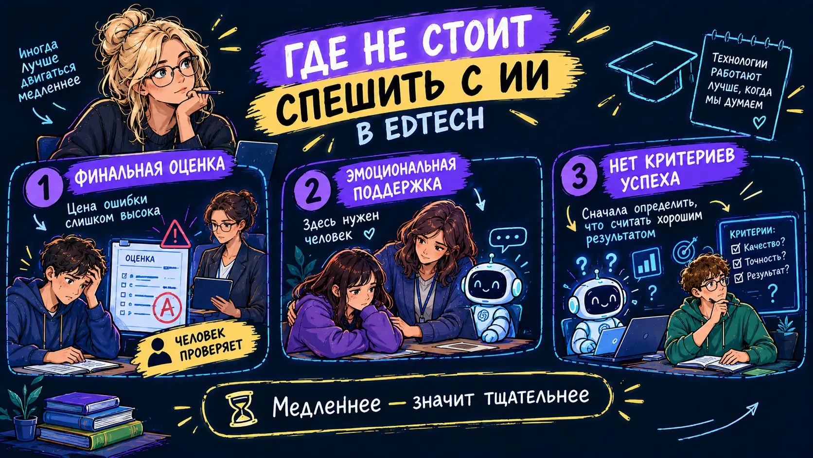 Где я бы не спешила внедрять ИИ в EdTech прямо сейчас | Сетка — социальная сеть от hh.ru