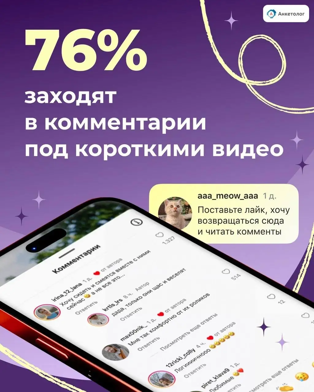 76% россиян читают комментарии к коротким видео | Сетка — социальная сеть от hh.ru