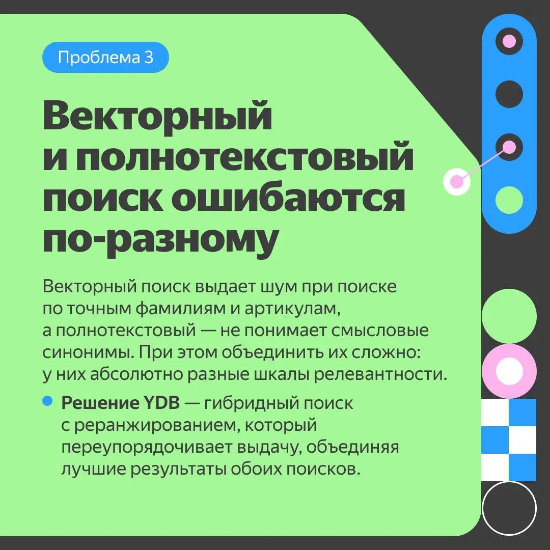 🔍 Как превратить векторный поиск в часть распределённой базы данных?
Мы внедрили гибридный поиск в YDB — и стали первой СУБД в России, в которой он работает в распределённой архитектуре | Сетка — социальная сеть от hh.ru