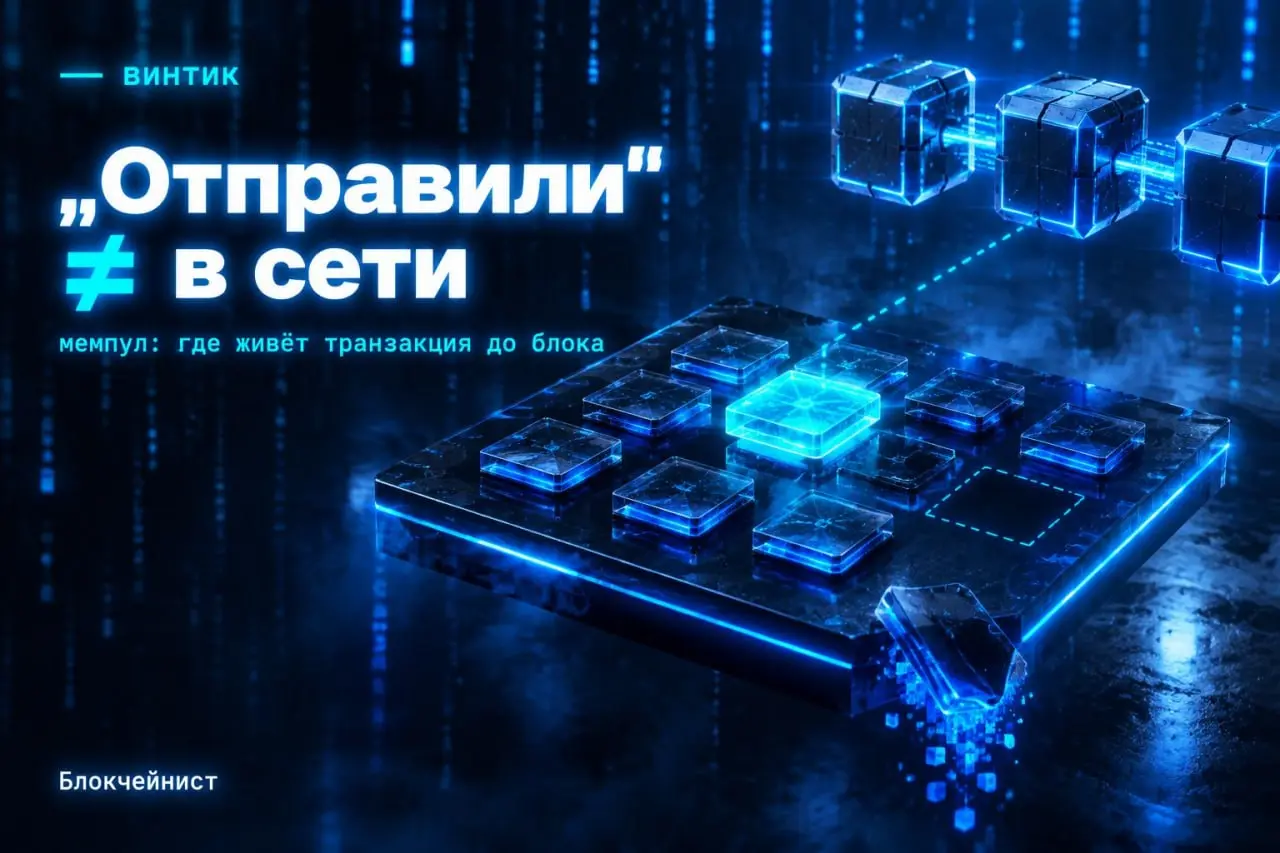 «Отправили» — это ещё не значит, что транзакция в сети.
Подписали, нажали «отправить». И транзакция попадает не в блок, а в мемпул | Сетка — социальная сеть от hh.ru