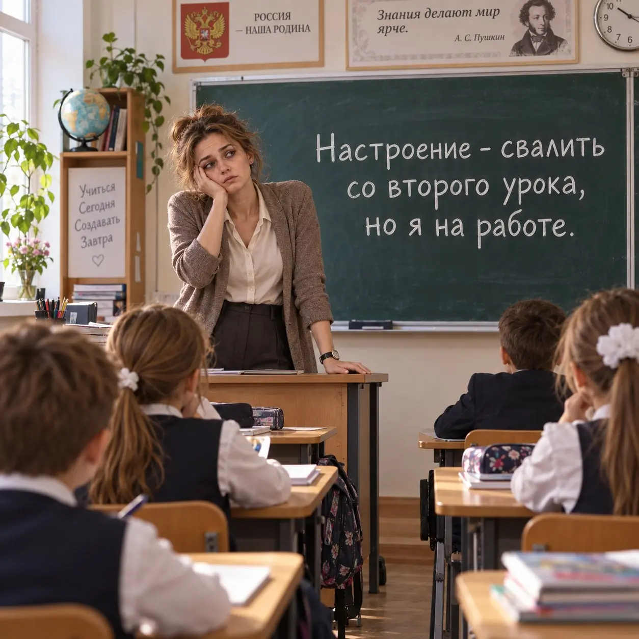 С Днём учителя всех, кто каждый день приходит в класс, объясняет одно и то же по несколько раз, проверяет тетради и доживает до конца учебного дня 😄
👉 Посмотреть вакансии для учителей — https://gderab... | Сетка — социальная сеть от hh.ru