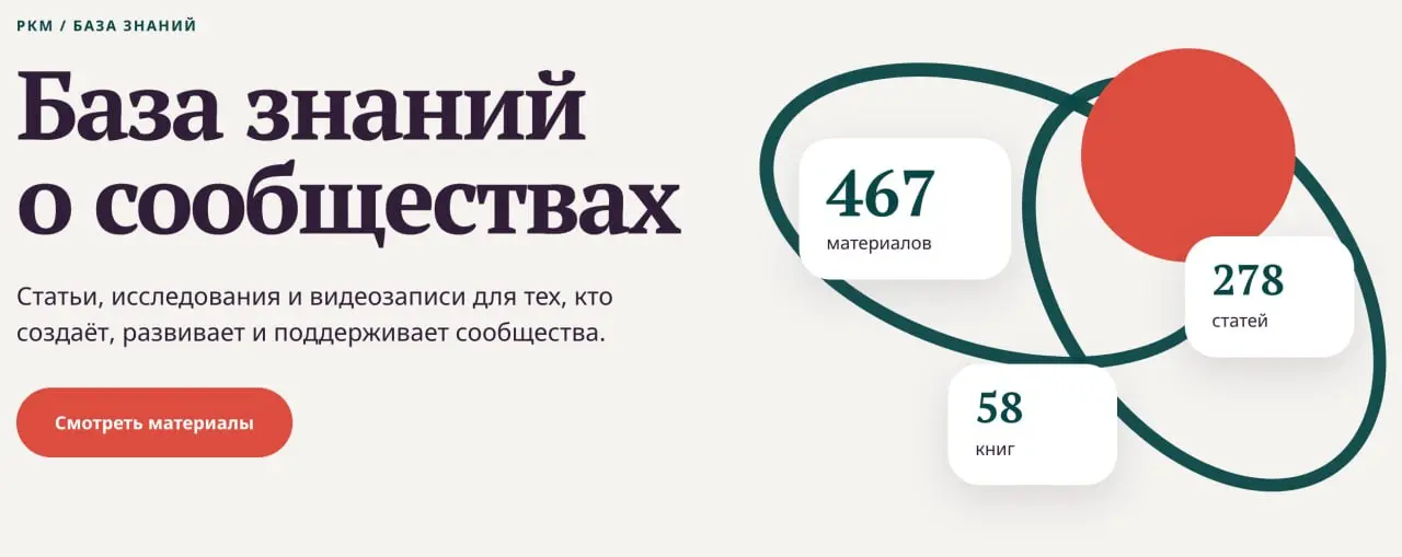 📚 База знаний РКМ теперь на нашем сайте!
Собрали в одном месте статьи, книги, подкасты, видео, курсы и инструменты для работы с сообществами | Сетка — социальная сеть от hh.ru