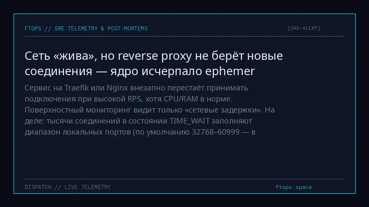 Сервис на Traefik или Nginx внезапно перестаёт принимать подключения при высокой RPS, хотя CPU/RAM в норме. Поверхностный мониторинг видит только «сетевые задержки» | Сетка — социальная сеть от hh.ru